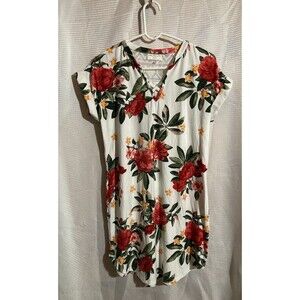 Bobbie Brooks Womens Large Floral Short Sleeve T Shirt Dress or Top
